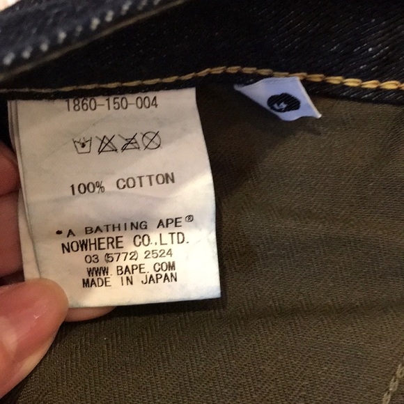 Bathing Ape unwashed indigo jeans